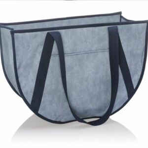 Bundle Thirty-One Denim Blue Tote Bag And Pumpkin Pouch
